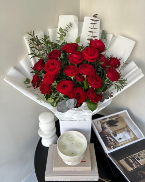 Red Rose Foliage Bouquet
